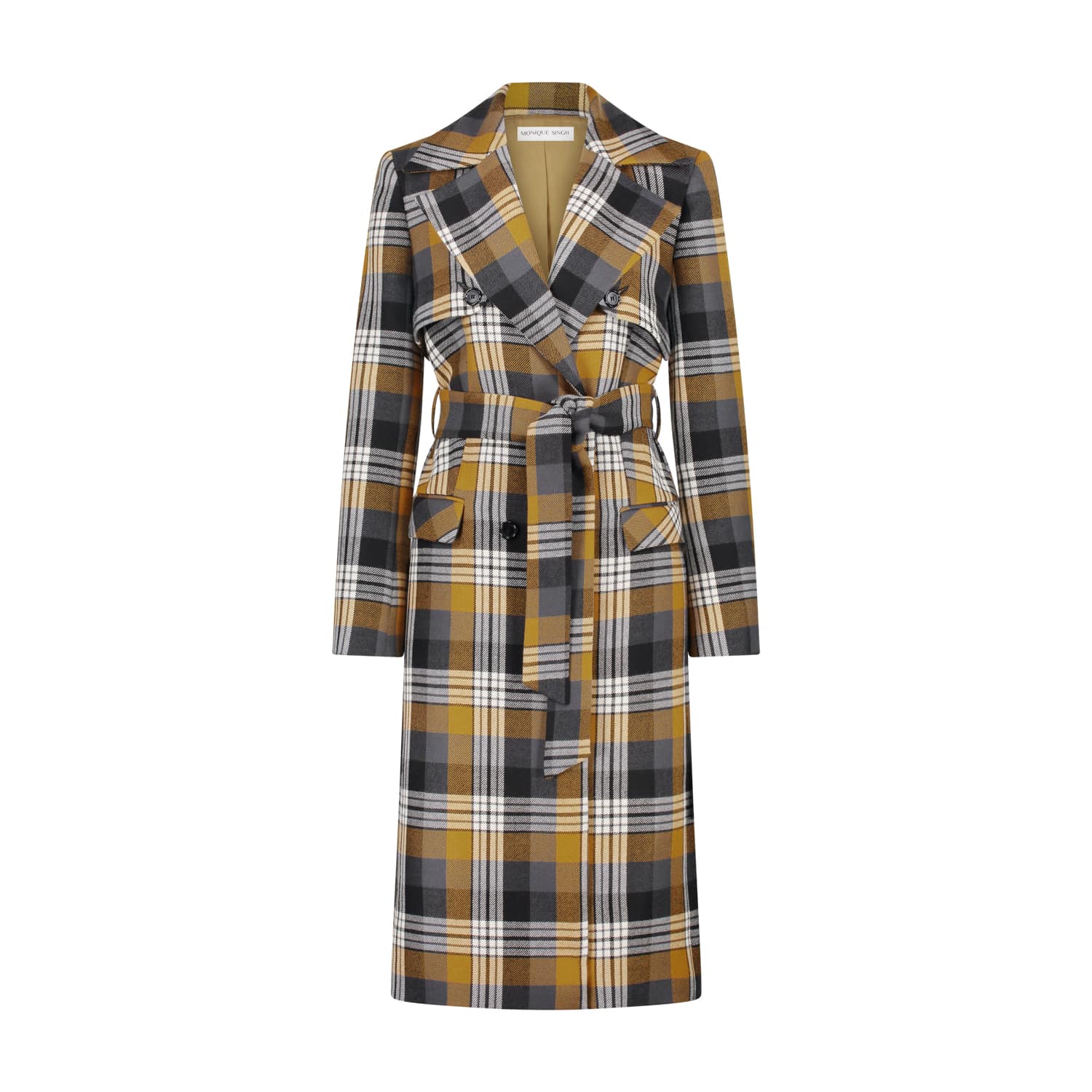 Checkered Oversized Trench Coat - Monique Singh
