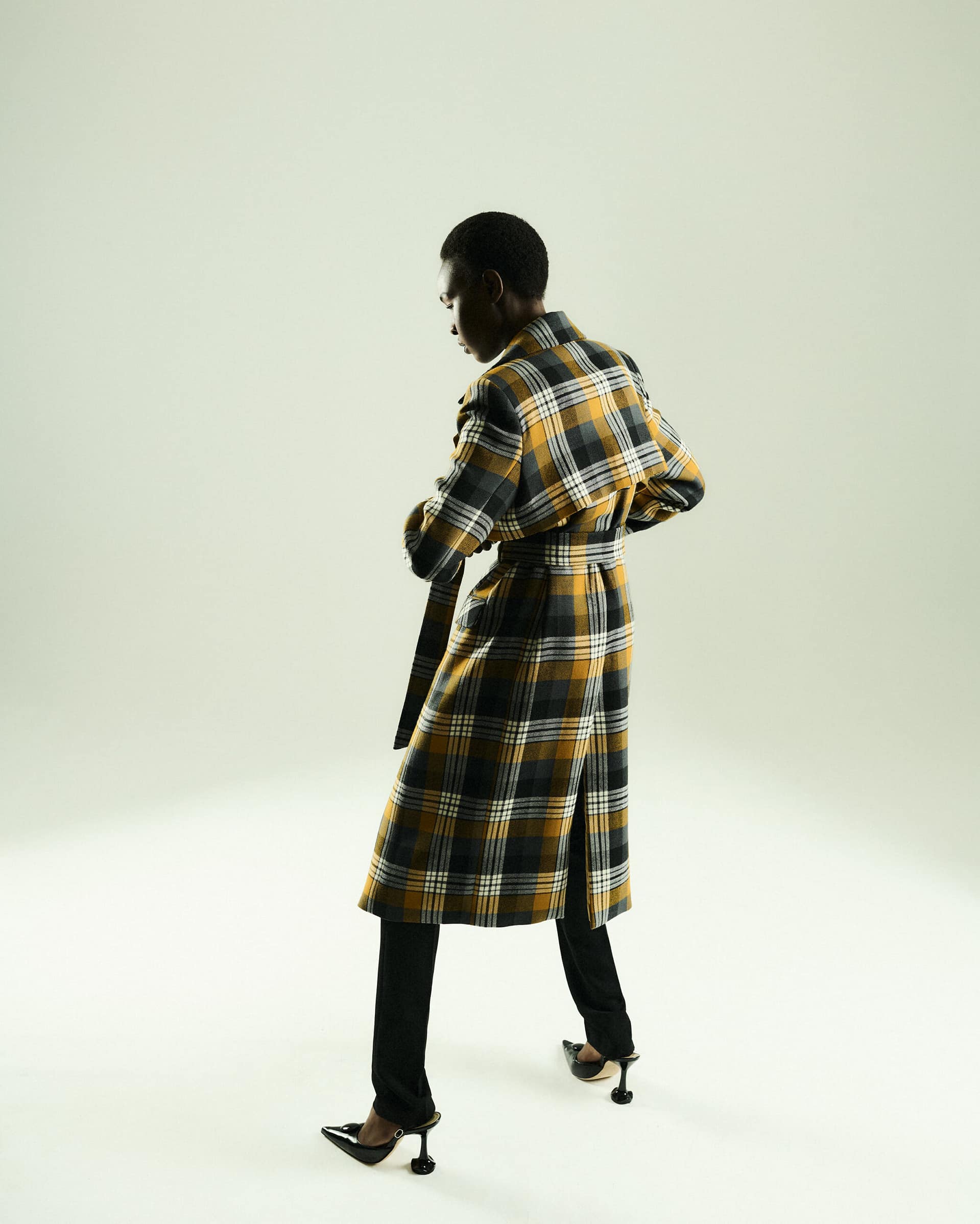 Checkered Oversized Trench Coat - Monique Singh