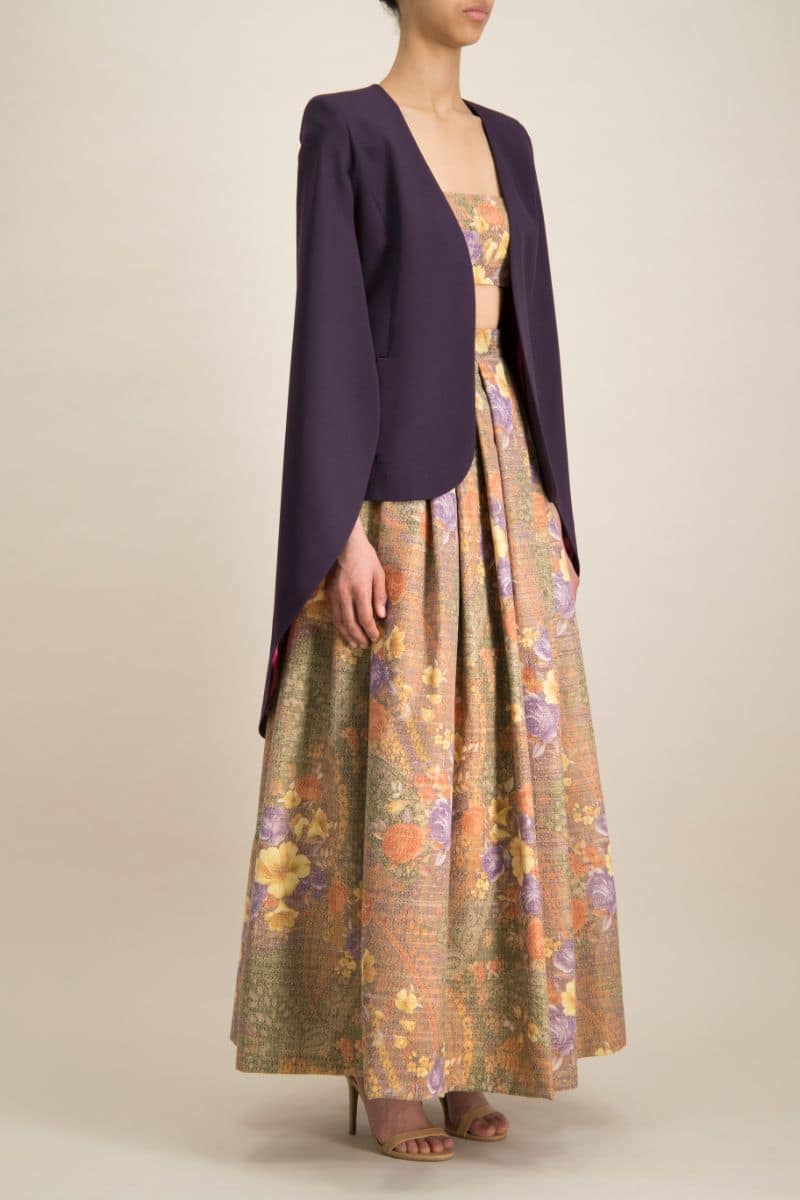 Iconic Purple Gabardine Cape Jacket ǀ Monique Singh